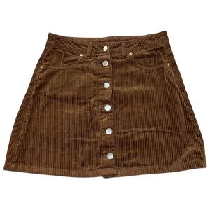 Blue Rain Francesca's Corduroy Button Front A-Line‎ Mini Skirt Brown Size Small